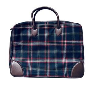 BROOKS BROTHERS WOOL AND LEATHER MENS BRIEFCASE PLAID